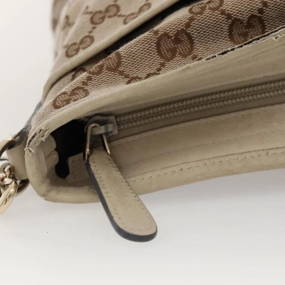 GUCCI GG Canvas Shoulder Bag Beige Gold - Picture 12 of 16